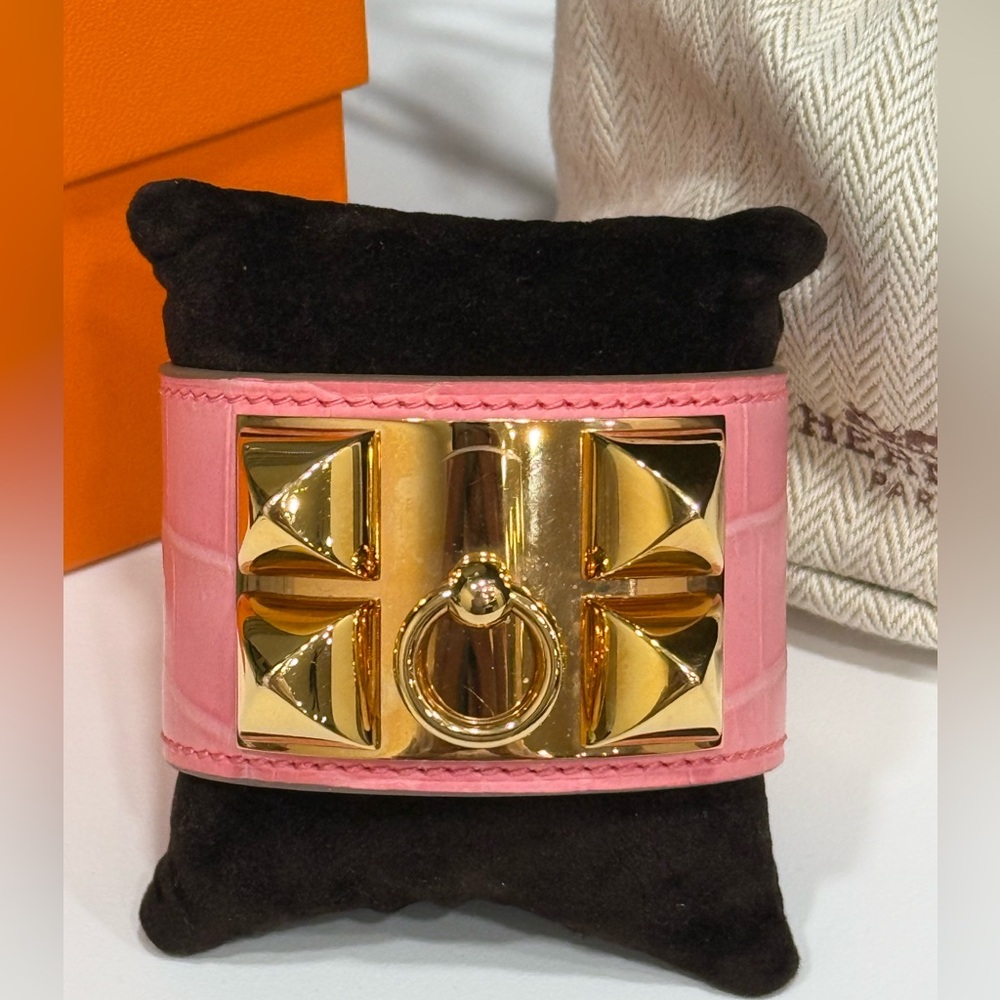 Hermes  matte Aligator Collier De Chien pink bubblegum full inclusion